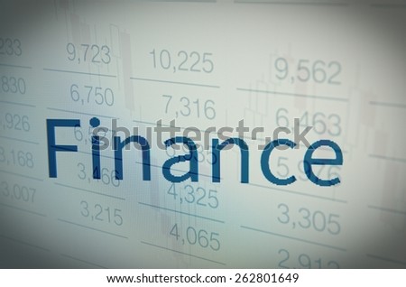 Finance. Financial data on a pc monitor.