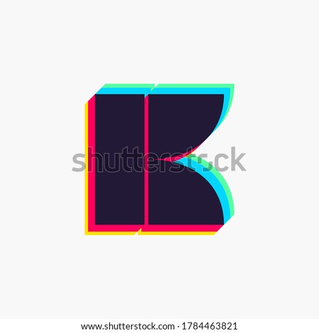 Letter K logo with stereo effect. Vibrant glossy colors font perfect to use in any disco labels, dj logos, electromusic posters, bright identity, etc. Stock fotó © 