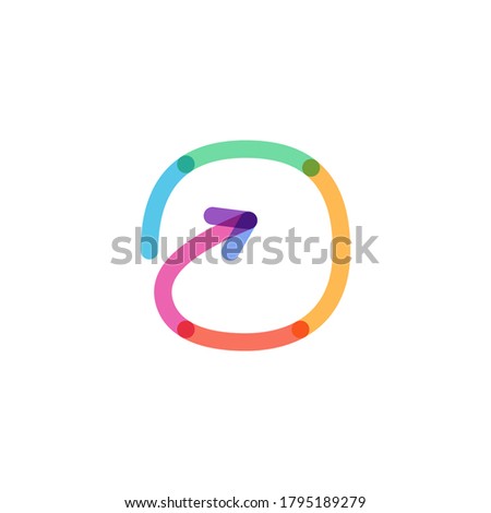O letter line logo made of a rainbow arrow. This font is perfect for a multimedia company advertising, infographics art, colorful identity, etc.