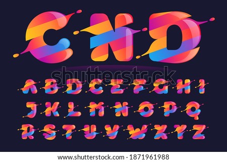 Alphabet with vibrant wave gradient shift. Vector font perfect to use in any disco labels, dj logos, nightlife posters, expressive identity, etc.