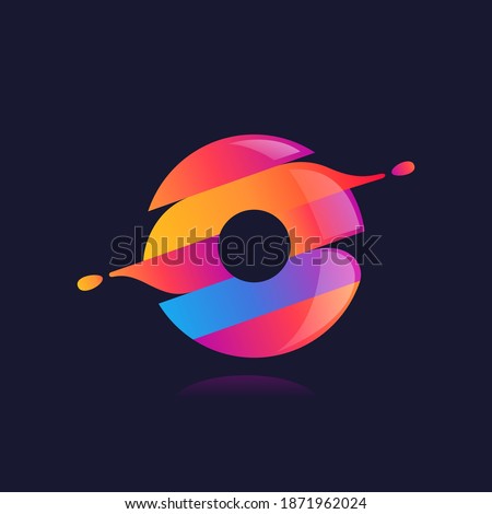 O letter logo with vibrant wave gradient shift. Vector font perfect to use in any disco labels, dj cards, nightlife posters, expressive identity, etc. Foto stock © 