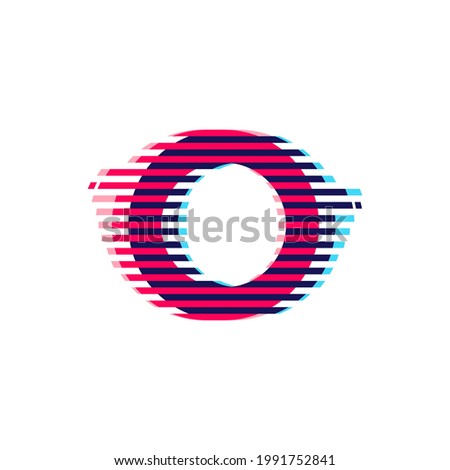 O letter logo with vibrant line glitch effect. Vector font perfect to use in your nightlife labels, expressive game screen, electronic identity. Foto stock © 
