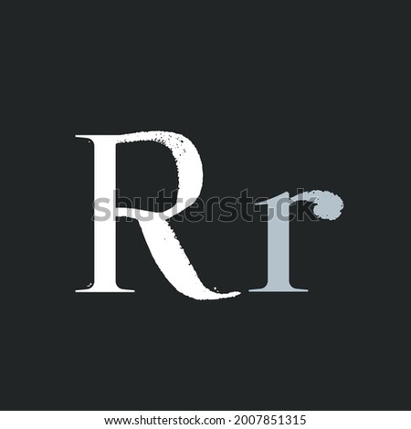 Letter R with dry brush stroke and serif. Vintage font with rough edges decoration elements. Perfect to use in any fashion labels, glamour posters, luxury identity, etc. Stok fotoğraf © 