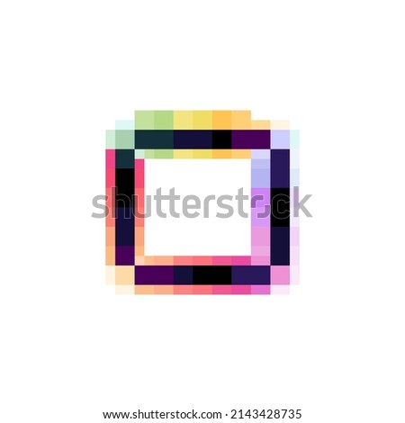 Hologram letter O logo with glitch distorted pixel effect. Color shift design. Vector font perfect to use in your vibrant nightlife labels, retro video game screens, colorful electronic identity. Foto stock © 