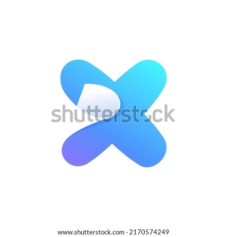X letter logo with curled corner. Negative space style icon. Colorful gradient note paper. Modern clean vector origami font for your stickers, crypto app, nft identity, and tags.