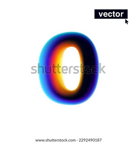 0 logo. Number zero with neon glitch. Multicolor gradient sign with double exposure and illusion effect. Glowing color shift vector icon. Perfect for your vibrant heading, game screens, Sale banner.