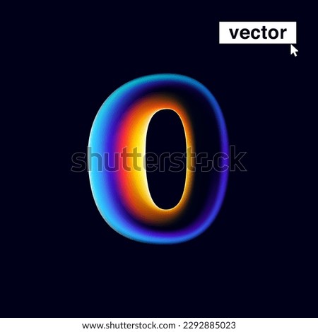 0 logo. Number zero with neon glitch. Multicolor gradient sign with double exposure and illusion effect. Glowing color shift vector icon. Perfect for your vibrant heading, game screens, Sale banner.