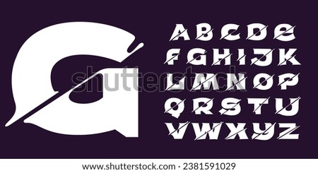 Alphabet set with cyber distortion, shape-shift effect. Double exposure font. Glitch illusion icon. Monochrome type for futuristic tech heading, music poster, vibrant sale banner, gambling art.