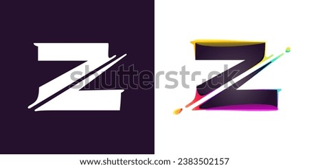 Z letter logo letter with cyber distortion, color shift effect. Double exposure font. Neon glitch illusion icon. Colorful type for futuristic tech heading, music poster, vibrant sale banner.