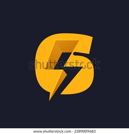 6 logo. Number six with negative space lightning. Flash vector monogram. Electric bolt icon. Perfect type for energy labels, superhero print, rock music posters, delivery art, electromobile adv.