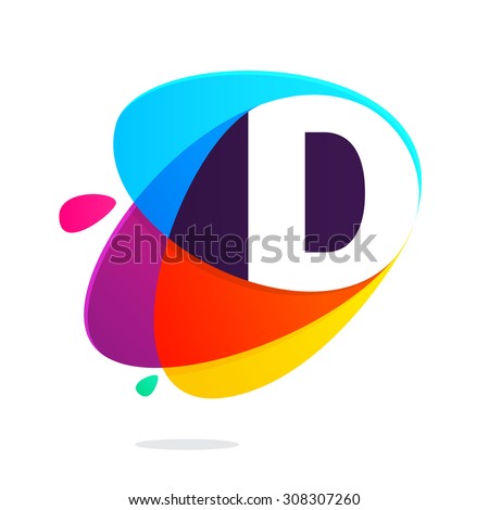 D letter with ellipses intersection logo. Abstract trendy multicolored vector design template elements for your application or corporate identity.