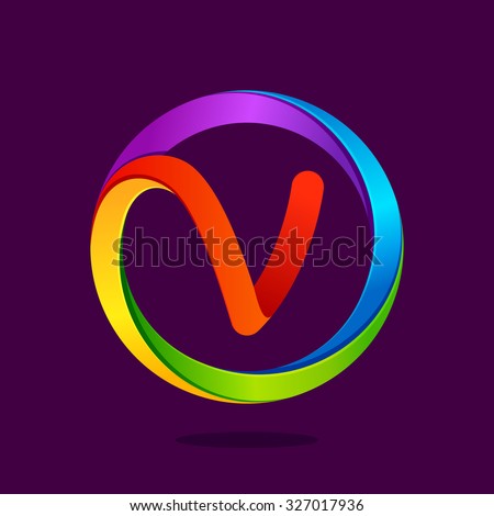 V letter colorful logo in the circle. Vector design template elements for your application or corporate identity.