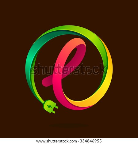 L letter with wire plug icon. Vector design template elements for your application or corporate identity.