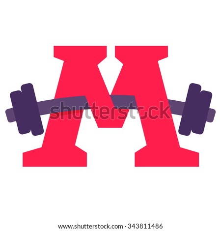 M letter with barbell. Vector design template elements for your application or corporate identity.