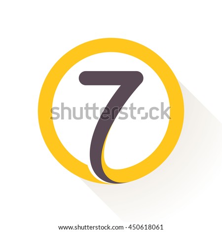 Number seven logo in circle. Flat vector design for banner, presentation, web page, card, labels or posters.