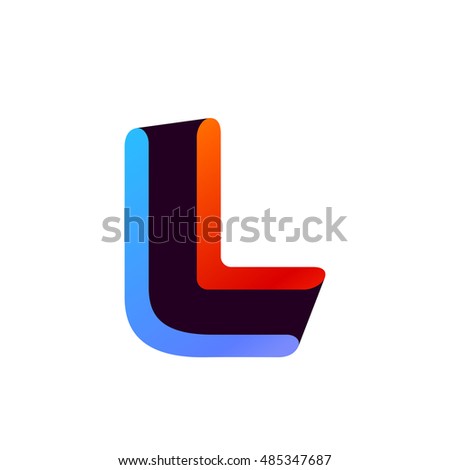 Letter L logo formed by colorful overlay ribbon. Font style, vector element for application icon, t-shirt or card. Photo stock © 