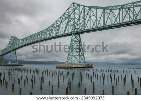 Similar – Image, Stock Photo Large bridge over river with cars traffic