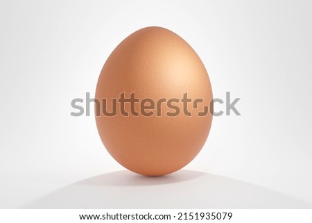 Raw brown egg isolated on white background with studio lighting. Fresh chicken egg representing healthy ingredients containing proteins and organic alimentation. Nutritious farm grown aliment to eat. Imagine de stoc © 