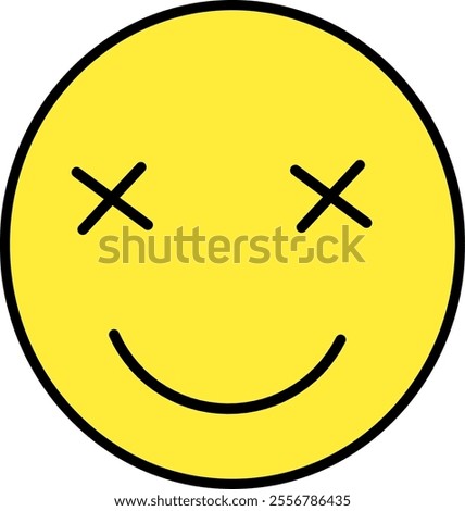 Yellow cute face sticker illustration