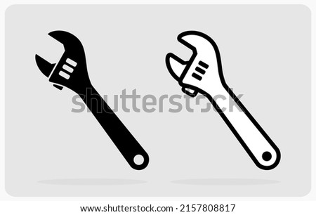 Adjustable wrench icon, Monkey wrench in vector illustration