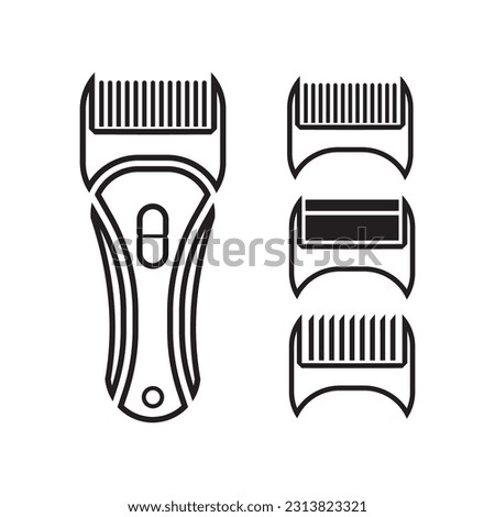 Hair cutting machine icon logo vector illustration design template.