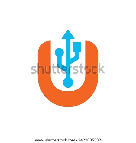 USB data transfer logo vector template