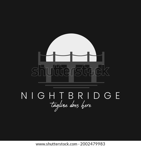 Half Moon with Bridge, Moon Landscape logo design from Bridge at Night