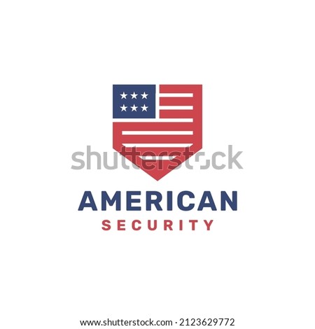 Illustration American flag security shield logo vector