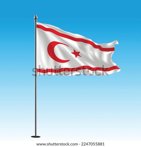Cyprus flag flying in the blue sky.