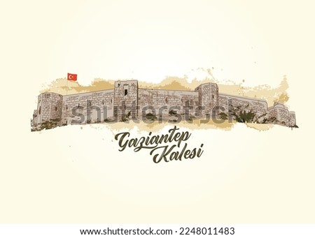 Türkiye'nin eski gaziantep kalesi. Translated: Turkey's old gaziantep castle