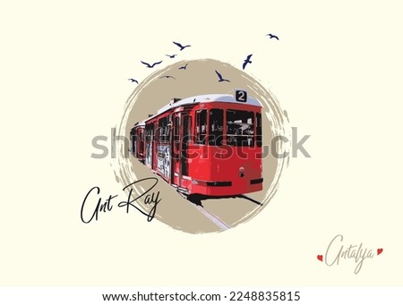 Red Electric Tram, Antalya Centre. Stok fotoğraf © 