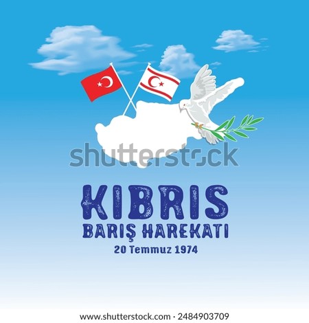 Istanbul Turkey - July 20 1974: Cyprus Peace Operation, Vector İllustration