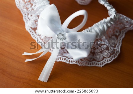 Closeup of a wedding garter