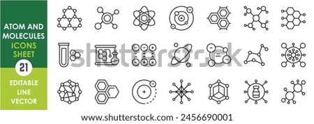 Molecule and Atoms set icon template. Molecules icons representing chemistry.