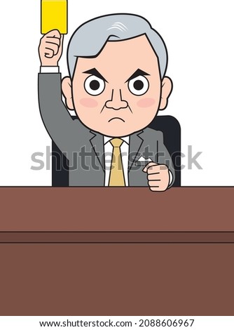 Illustration of a male businessman issuing a yellow card