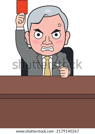 Illustration of a male president presenting a red card
