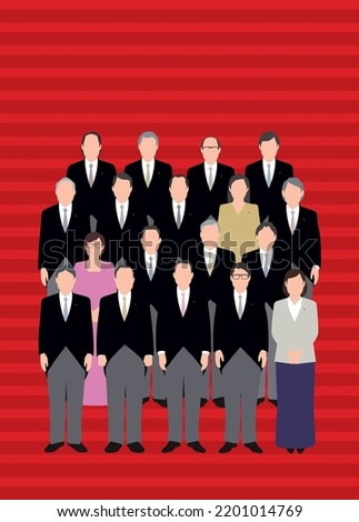 Japanese politician color silhouette illustration