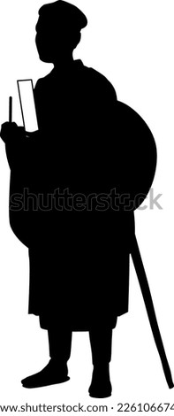 Silhouette illustration of an old Japanese haiku poet