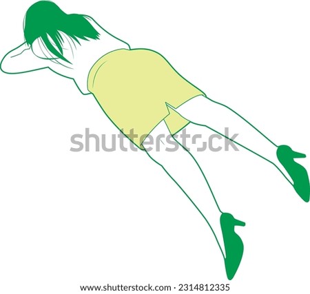 Illustration of a female businessman lying face down