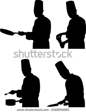 Silhouette illustration of a Western food chef cooking