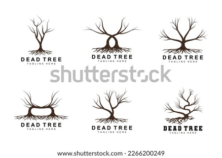 Tree Logo Design, Dead Tree Illustration, Wild Tree Cutting, Global Warming Vector, Earth Drought, Product Brand Icons