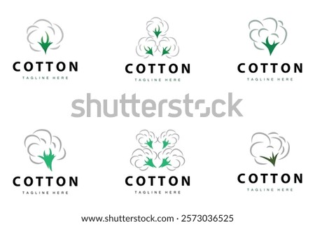 cotton logo design flower soft cotton organic plant textile material clothing illustration template bundle set collection