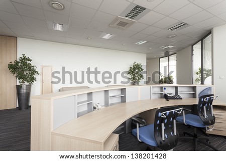 Reception desk in a modern office, interior