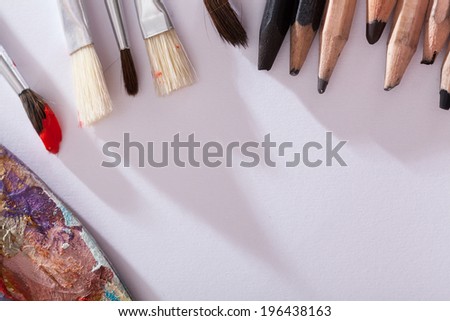 Basic art materials for drawing and painting