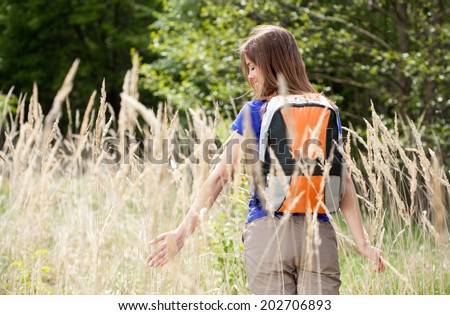 Girl on a walk in the country
