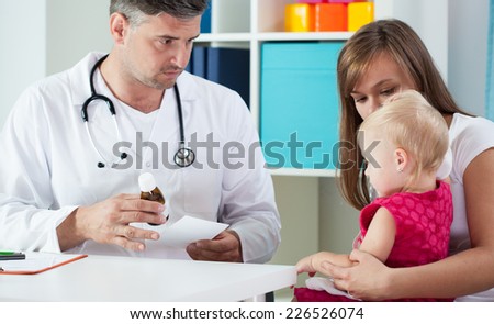 Mum and little daughter at pediatrician\'s office