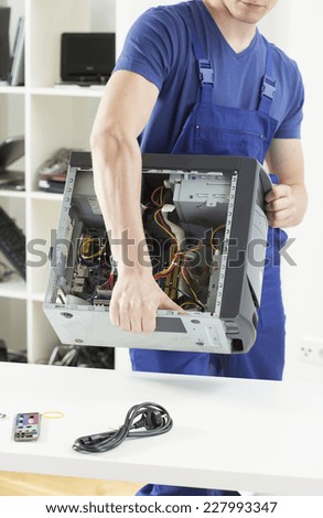 Computer specialist working in professional computer service