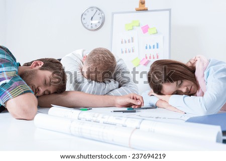 Overworked young people sleeps at work