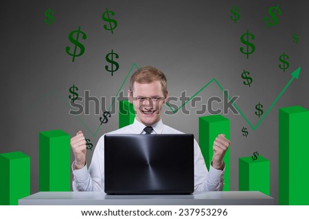 Young businessman investing on the stock market