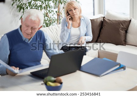 Elderly marriage working at their home